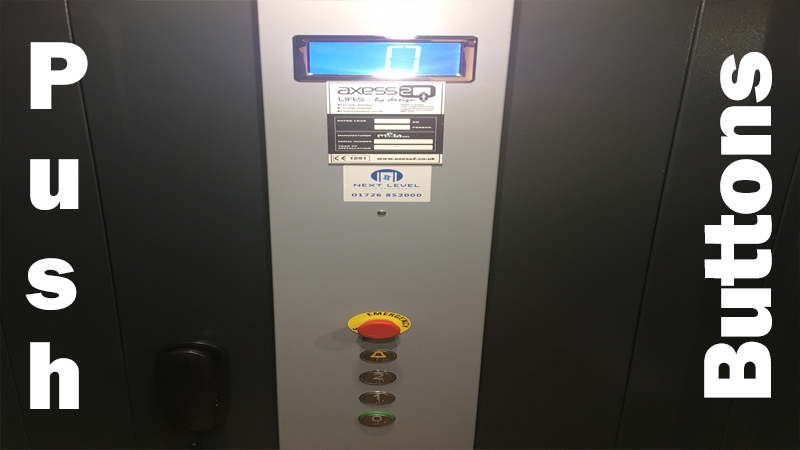 Passenger lift car after a button was replaced